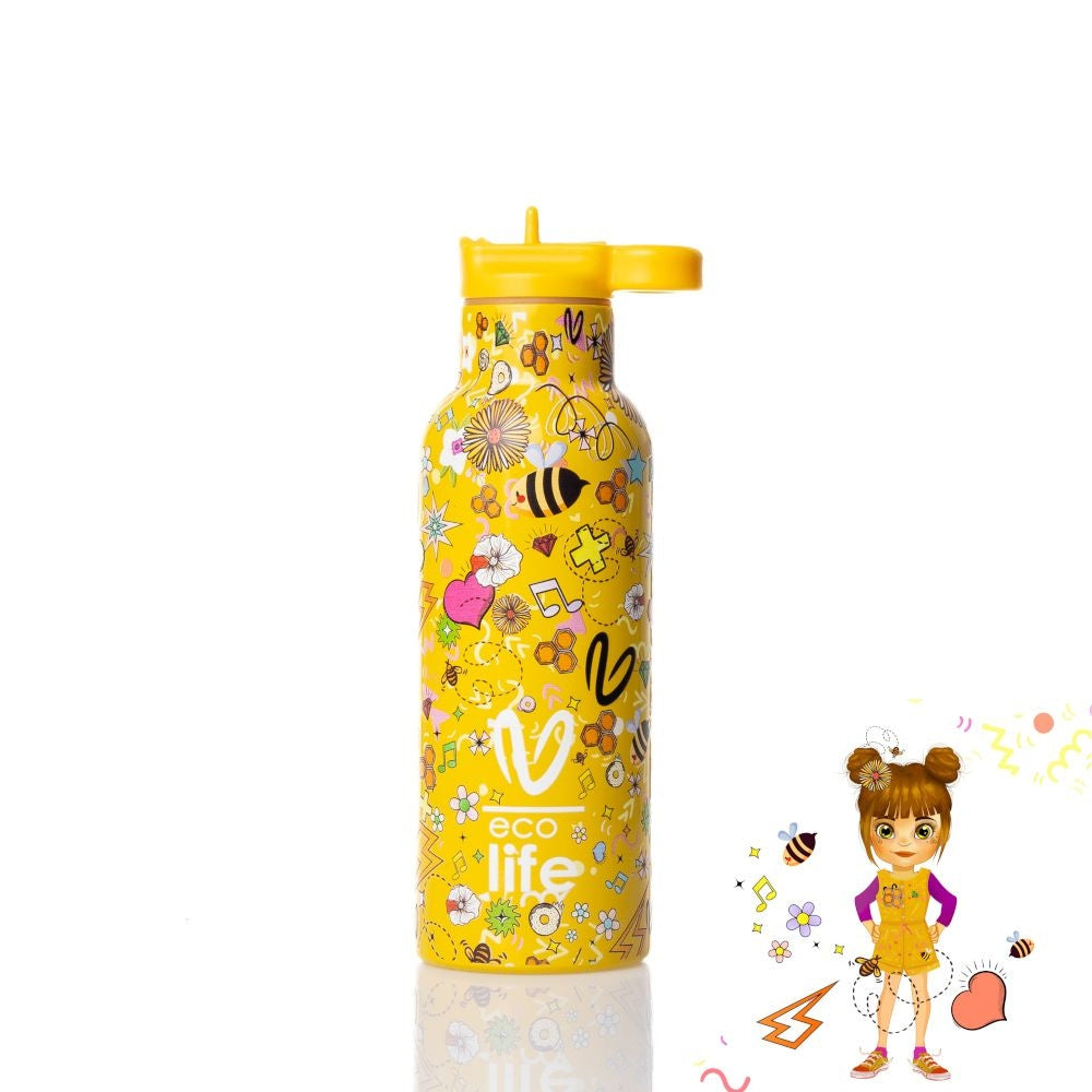 Ecolife x Vasiliki Kids Μπουκάλι Θερμός με Καλαμάκι - 500ml