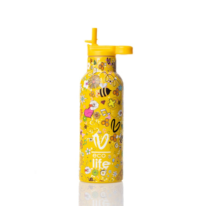 Ecolife x Vasiliki Kids Μπουκάλι Θερμός με Καλαμάκι - 500ml