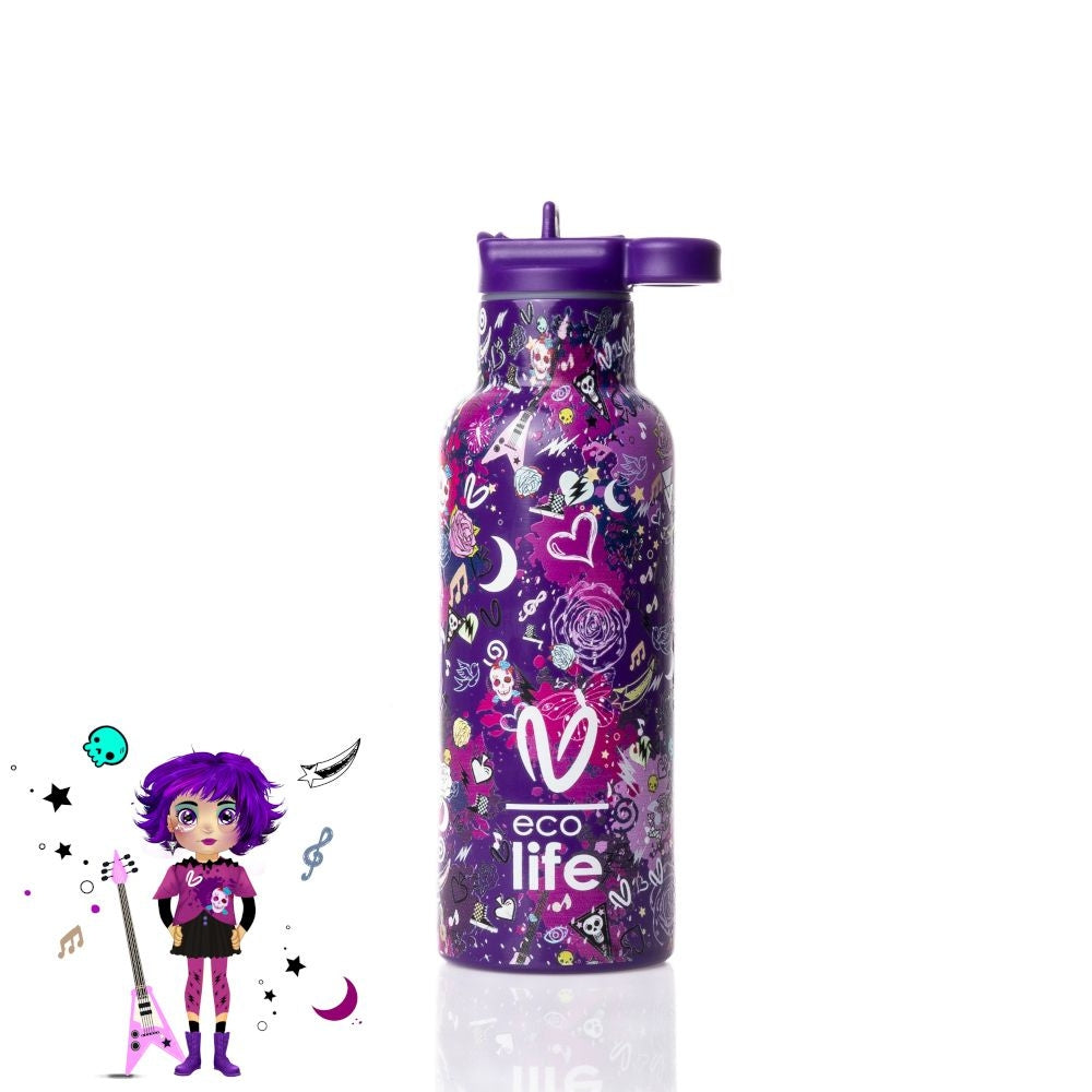 Ecolife x Vasiliki Kids Μπουκάλι Θερμός με Καλαμάκι - 500ml