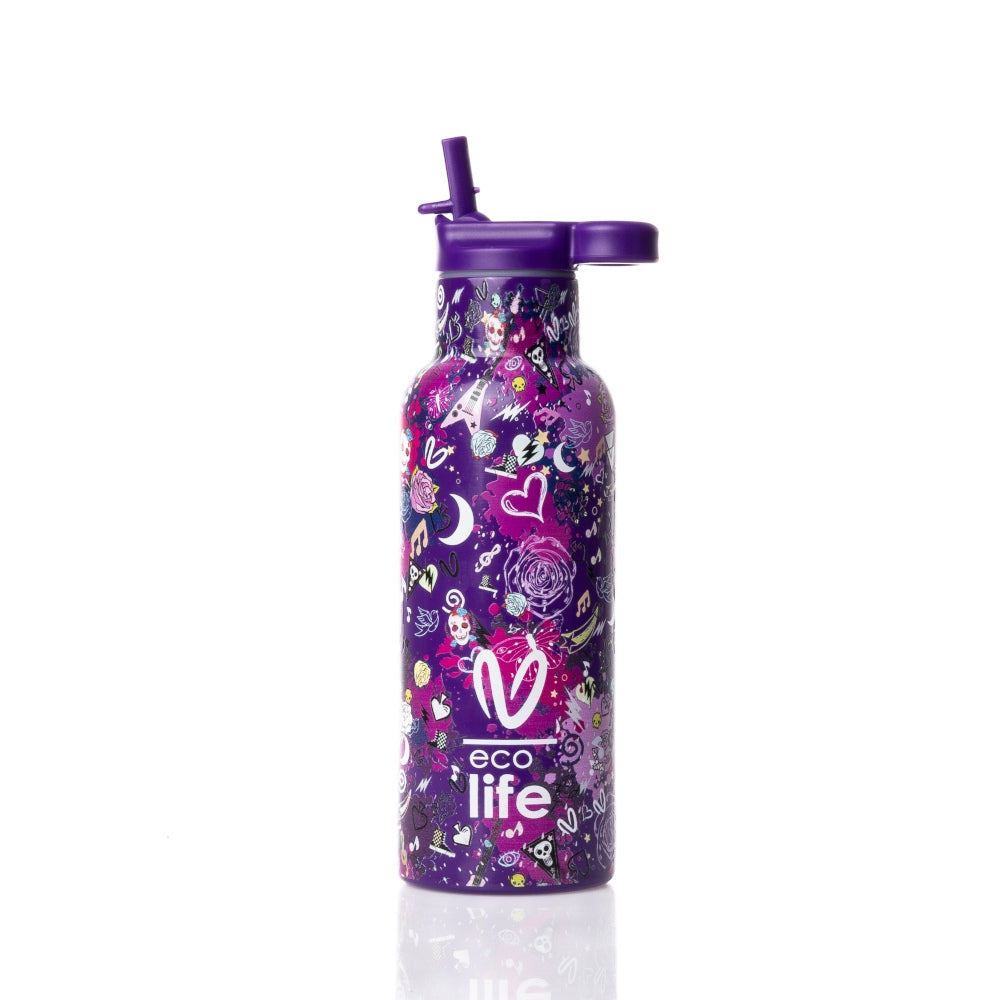 Ecolife x Vasiliki Kids Μπουκάλι Θερμός με Καλαμάκι - 500ml