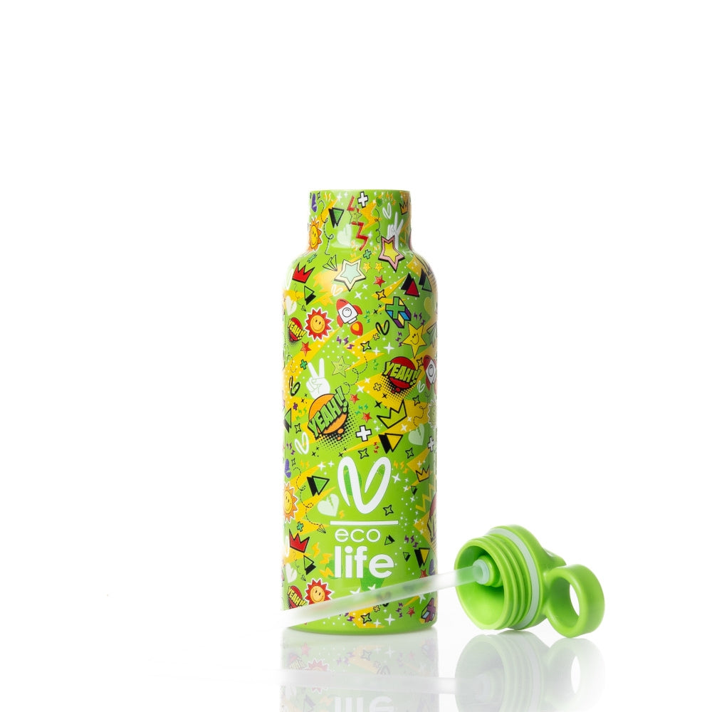 Ecolife x Vasiliki Kids Μπουκάλι Θερμός με Καλαμάκι - 500ml