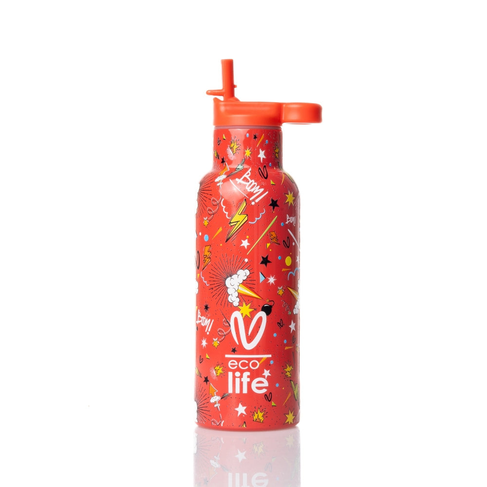 Ecolife x Vasiliki Kids Μπουκάλι Θερμός με Καλαμάκι - 500ml