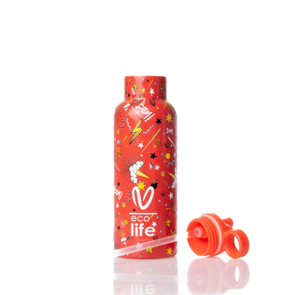 Ecolife x Vasiliki Kids Μπουκάλι Θερμός με Καλαμάκι - 500ml