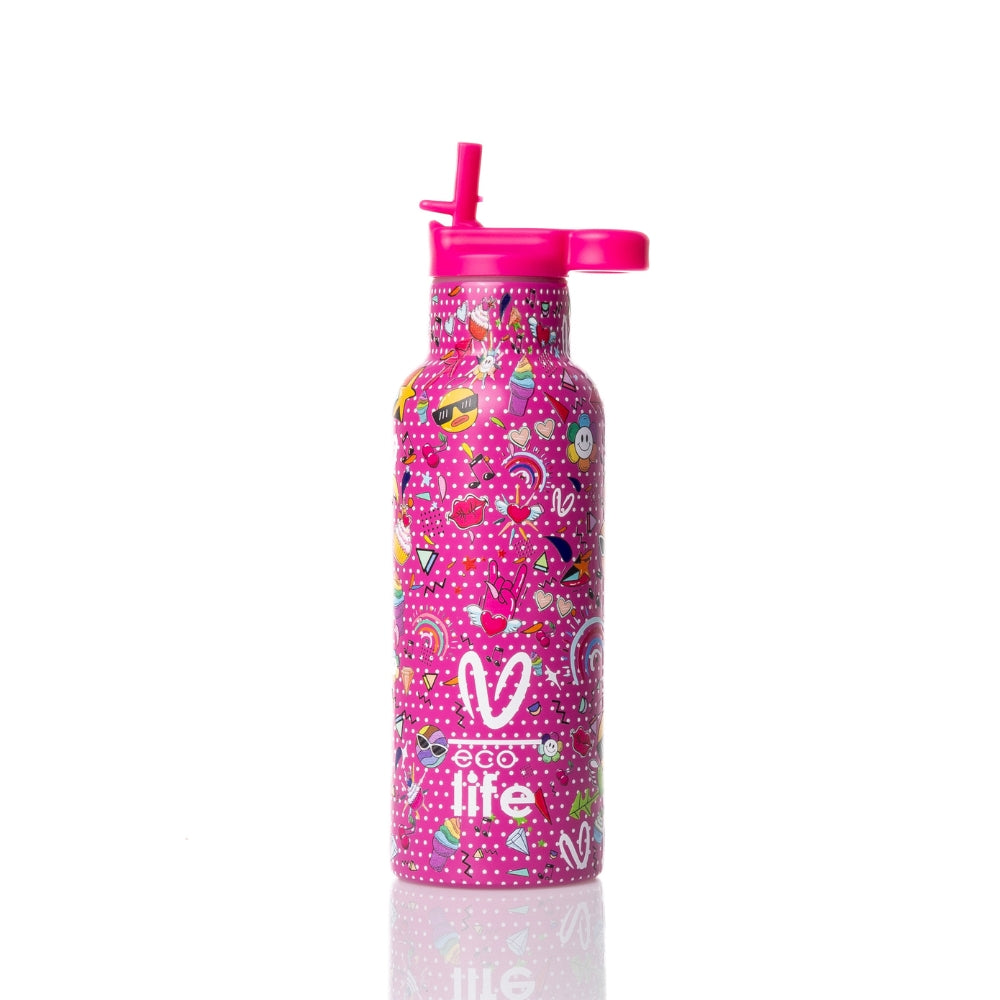 Ecolife x Vasiliki Kids Μπουκάλι Θερμός με Καλαμάκι - 500ml