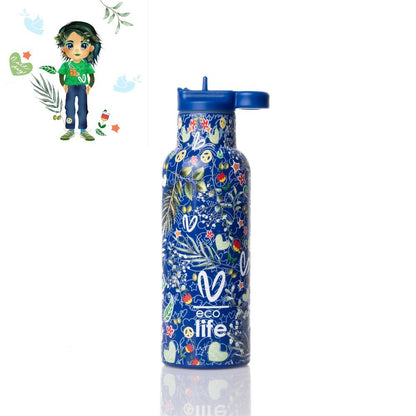 Ecolife x Vasiliki Kids Μπουκάλι Θερμός με Καλαμάκι - 500ml