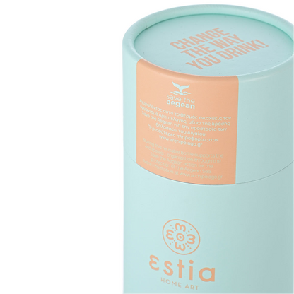 Estia Travel Cup Save The Aegean Ποτήρι Θερμός με Καλαμάκι Bermuda Green - 500ml