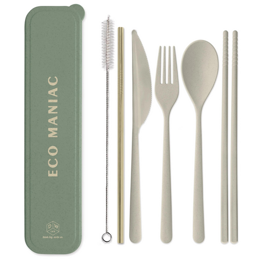 Designworks Σετ Μαχαιροπήρουνα με Καλαμάκι & Chopsticks σε Θήκη Eco Maniac